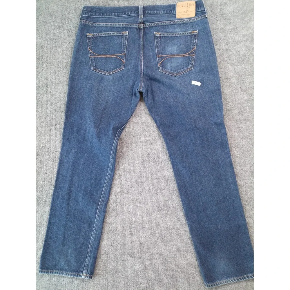 Hollister Jeans Mens 38x32 Slim Straight Medium Wash Denim Casual
